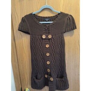 Chadwicks Cardigan Women's Medium Brown Cotton Cap Sleeve, Button Up, Y2K